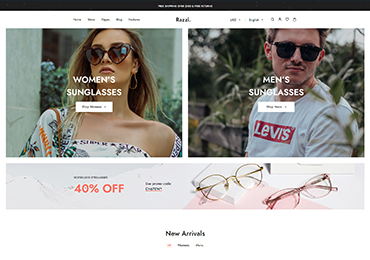 Razzi WooCommerce WordPress Theme Main Glasses