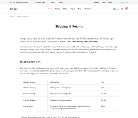 Razzi WooCommerce WordPress Theme Demo Shipping & Returns